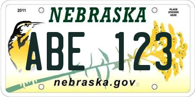 NE license plate ABE123