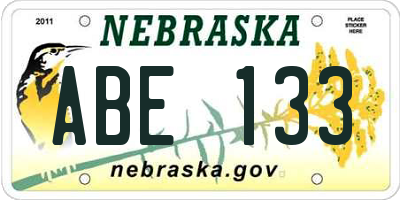 NE license plate ABE133