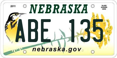 NE license plate ABE135