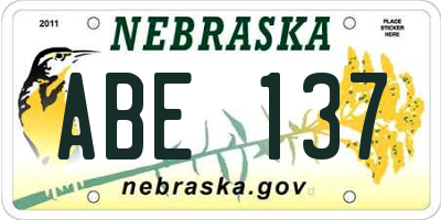 NE license plate ABE137