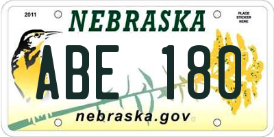 NE license plate ABE180