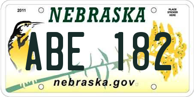 NE license plate ABE182