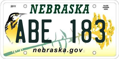 NE license plate ABE183