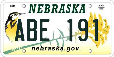 NE license plate ABE191