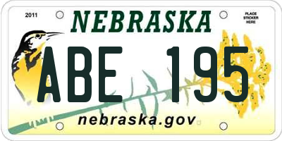 NE license plate ABE195