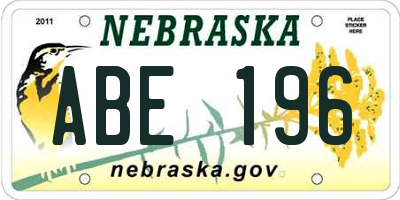 NE license plate ABE196