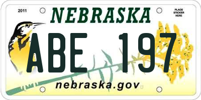 NE license plate ABE197