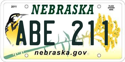 NE license plate ABE211