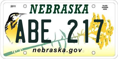 NE license plate ABE217