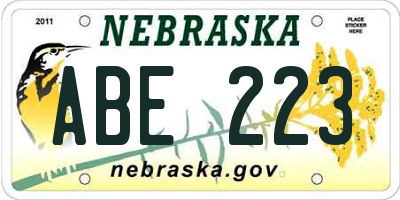 NE license plate ABE223