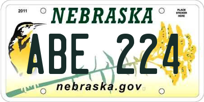 NE license plate ABE224