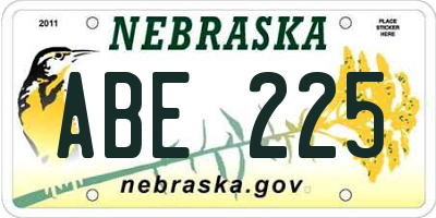 NE license plate ABE225