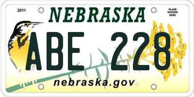 NE license plate ABE228