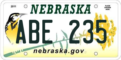 NE license plate ABE235