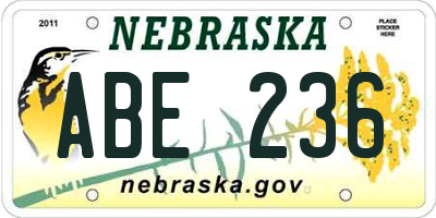 NE license plate ABE236