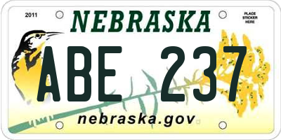 NE license plate ABE237