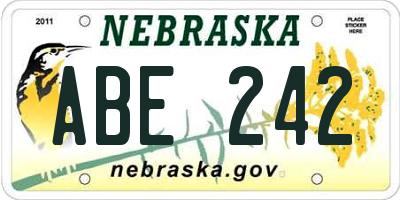 NE license plate ABE242