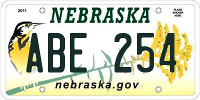 NE license plate ABE254