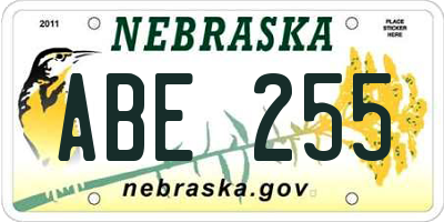 NE license plate ABE255