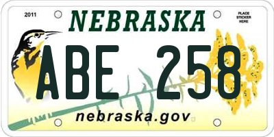 NE license plate ABE258