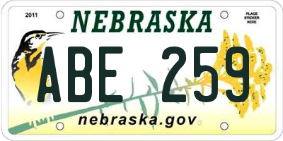 NE license plate ABE259