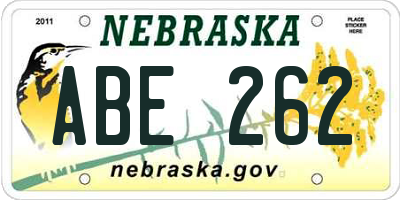 NE license plate ABE262