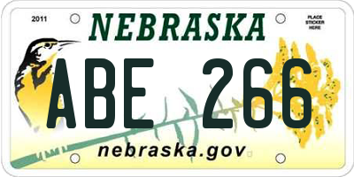 NE license plate ABE266