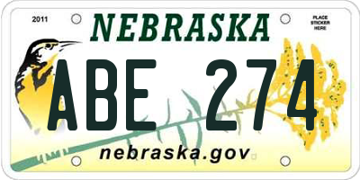 NE license plate ABE274