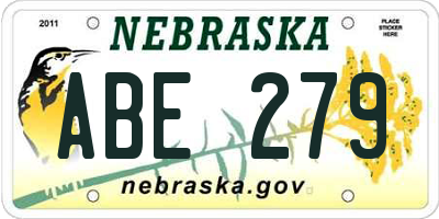 NE license plate ABE279