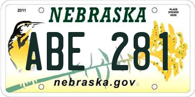 NE license plate ABE281