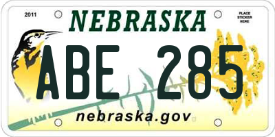 NE license plate ABE285