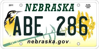 NE license plate ABE286