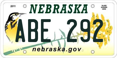 NE license plate ABE292