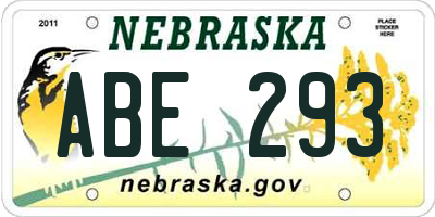 NE license plate ABE293