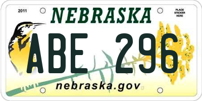 NE license plate ABE296