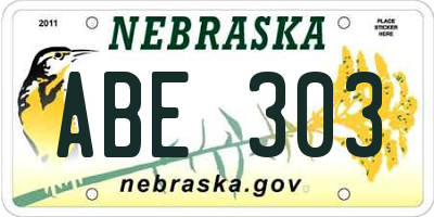 NE license plate ABE303