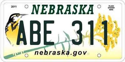 NE license plate ABE311