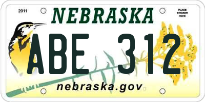 NE license plate ABE312