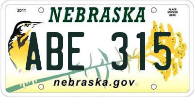 NE license plate ABE315