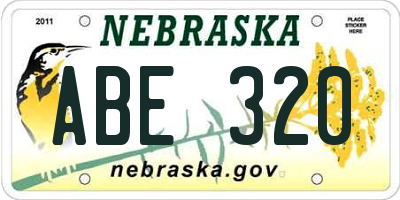 NE license plate ABE320