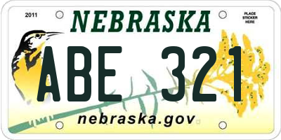 NE license plate ABE321