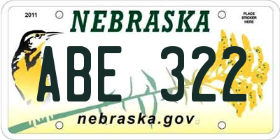 NE license plate ABE322