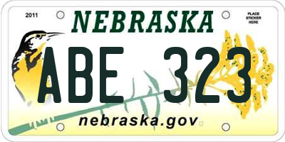 NE license plate ABE323