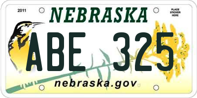 NE license plate ABE325