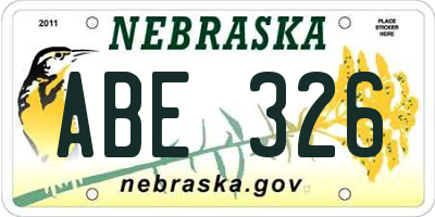 NE license plate ABE326