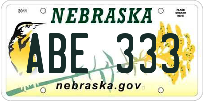 NE license plate ABE333