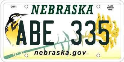 NE license plate ABE335