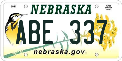 NE license plate ABE337