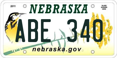 NE license plate ABE340