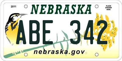 NE license plate ABE342